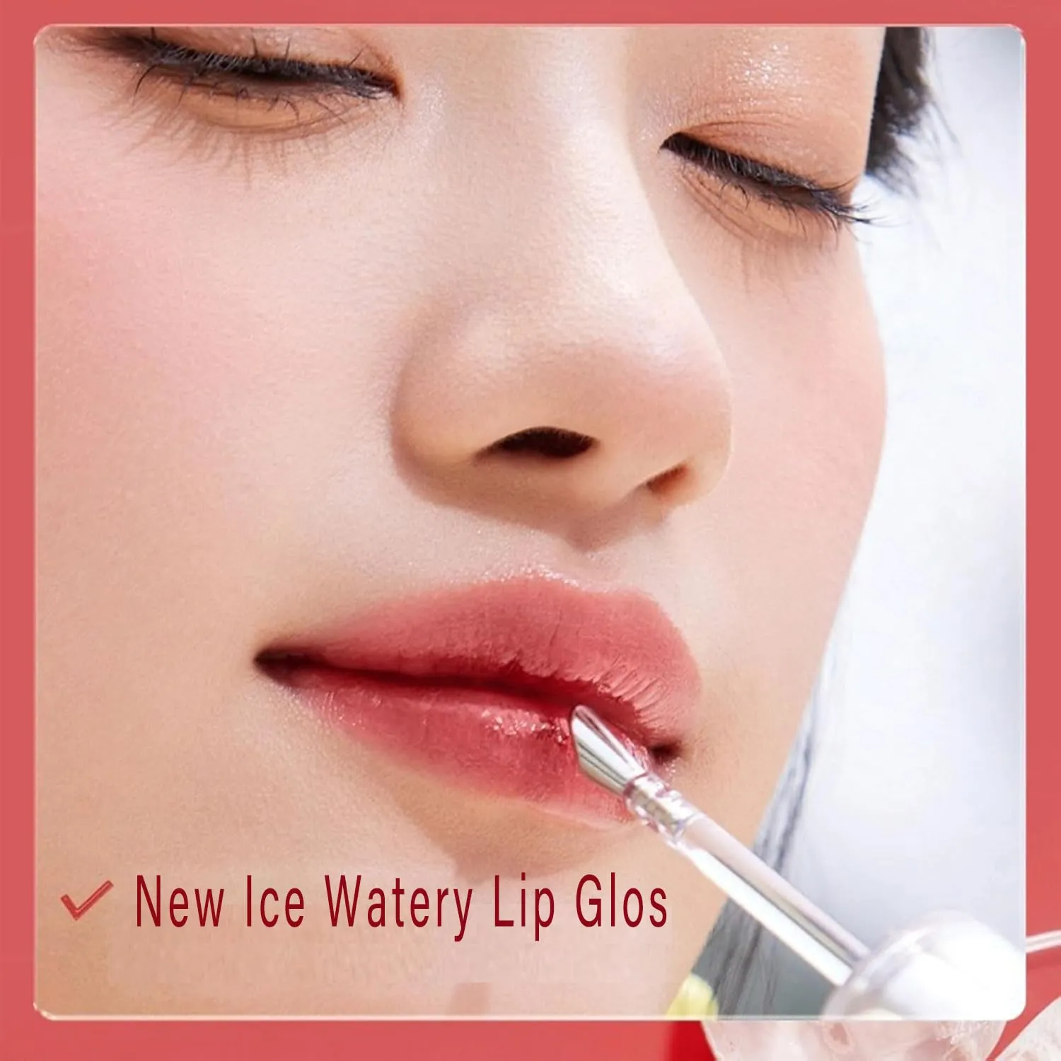 Ice Watery Lip Gloss,Mirror Tea Light Lip Glaze,Glasting Water Gloss,Lip Gloss Metal Applicator, Lip Hydrating Non-sticky Lip Gloss,Moisturizing Lip Oil No Sticky (02, 1pcs)