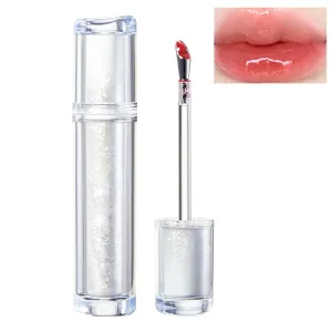 Ice Watery Lip Gloss,Mirror Tea Light Lip Glaze,Glasting Water Gloss,Lip Gloss Metal Applicator, Lip Hydrating Non-sticky Lip Gloss,Moisturizing Lip Oil No Sticky (02, 1pcs)