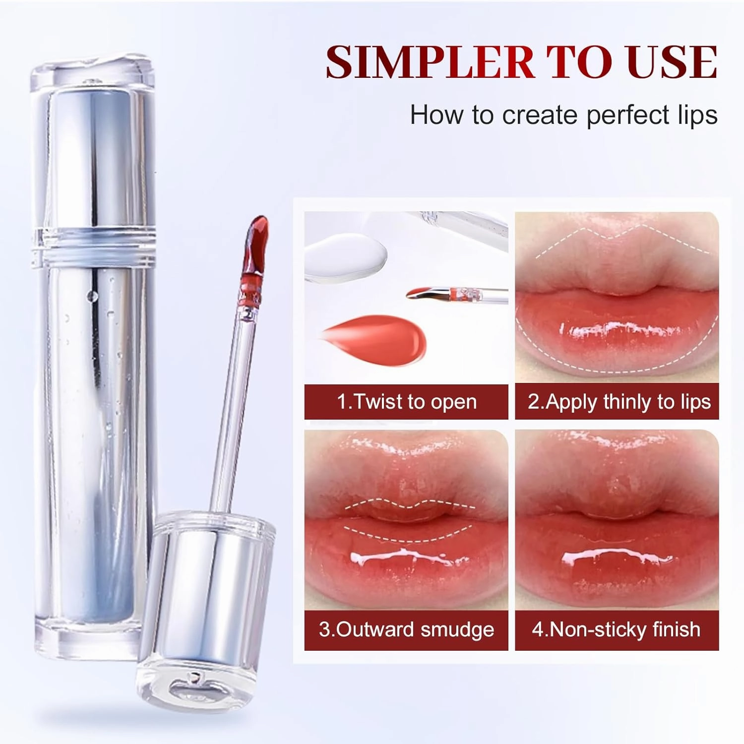 Ice Watery Lip Gloss, 2025 Upgrade Ice Iron Tinted Lip Tint, Moisturizing Jelly Hydrating Lipgloss for Women, Nonstick Tinted Gloss Lip Oil, Transfer Proof Mirror Watery Lip Glaze (#02, One Size)