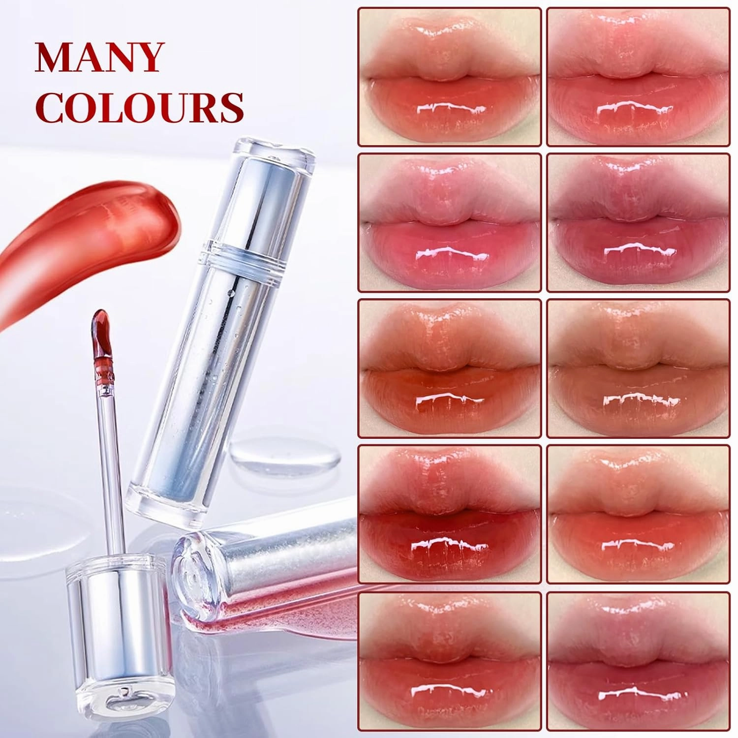Ice Watery Lip Gloss, 2025 Upgrade Ice Iron Tinted Lip Tint, Moisturizing Jelly Hydrating Lipgloss for Women, Nonstick Tinted Gloss Lip Oil, Transfer Proof Mirror Watery Lip Glaze (#02, One Size)