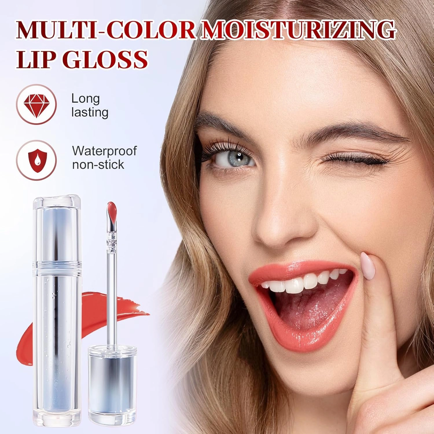 Ice Watery Lip Gloss, 2025 Upgrade Ice Iron Tinted Lip Tint, Moisturizing Jelly Hydrating Lipgloss for Women, Nonstick Tinted Gloss Lip Oil, Transfer Proof Mirror Watery Lip Glaze (#02, One Size)