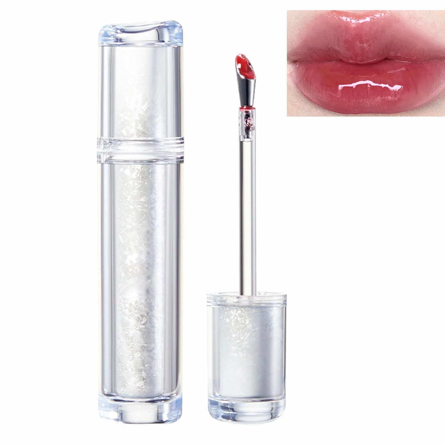 Ice Watery Lip Gloss,Mirror Tea Light Lip Glaze,Glasting Water Gloss,Lip Gloss Metal Applicator, Lip Hydrating Non-sticky Lip Gloss,Moisturizing Lip Oil No Sticky (04, 1pcs)