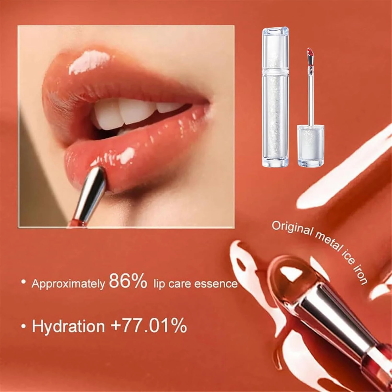 Ice Watery Lip Gloss,Mirror Tea Light Lip Glaze,Glasting Water Gloss,Lip Gloss Metal Applicator, Lip Hydrating Non-sticky Lip Gloss,Moisturizing Lip Oil No Sticky (04, 1pcs)