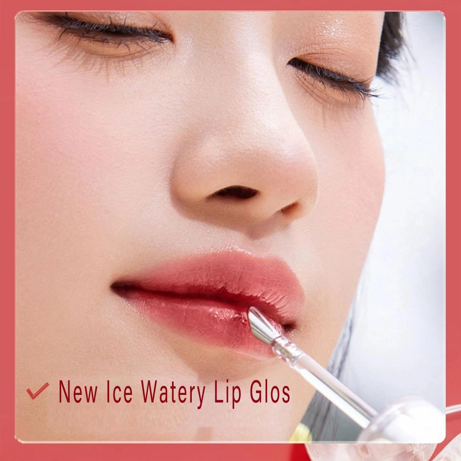 Ice Watery Lip Gloss,Mirror Tea Light Lip Glaze,Glasting Water Gloss,Lip Gloss Metal Applicator, Lip Hydrating Non-sticky Lip Gloss,Moisturizing Lip Oil No Sticky (04, 1pcs)