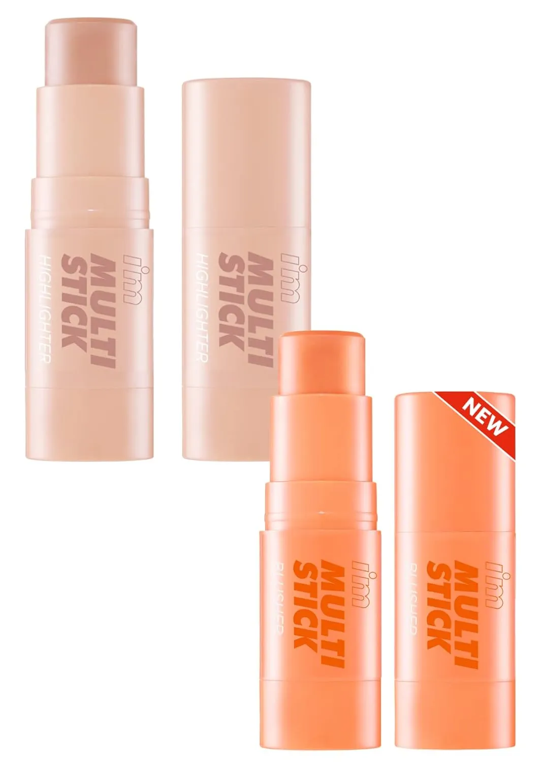 I'm Meme Highlighter Stick for Face - I'm Multi-stick | 001 Champagne Gold, 0.25 Oz   Blusher Stick for Face - I'm Multi-stick | 002 Coral, 0.25 Oz Bundle
