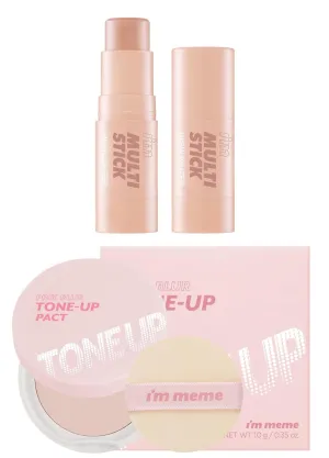 I'm Meme Highlighter Stick for Face - I'm Multi-stick 001 Champagne Gold, 0.25 Oz   Compact - Tone-up Pact, 0.35 Oz Bundle