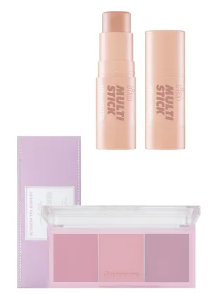 I'm Meme Highlighter Stick for Face - I'm Multi-stick 001 Champagne Gold, 0.25 Oz   Palette - Afternoon Tea Blusher Blossom Tea Blended, 0.4oz Bundle