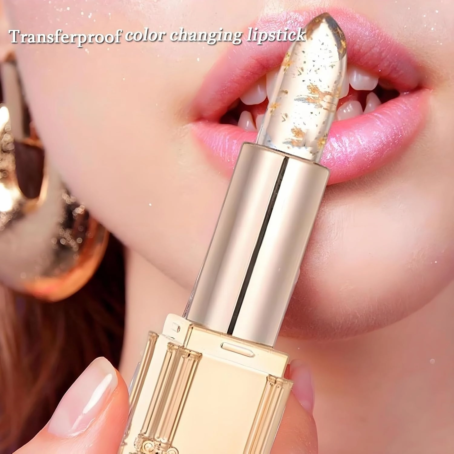 Imaginaryl Lipstick, Transferproof Color Changing Lipsticks, Gold Foil Moisturizing Glossy Shine Lip Gloss, Warm Change Color Change Lip Stick, Lipstick for Women(A-1PC)