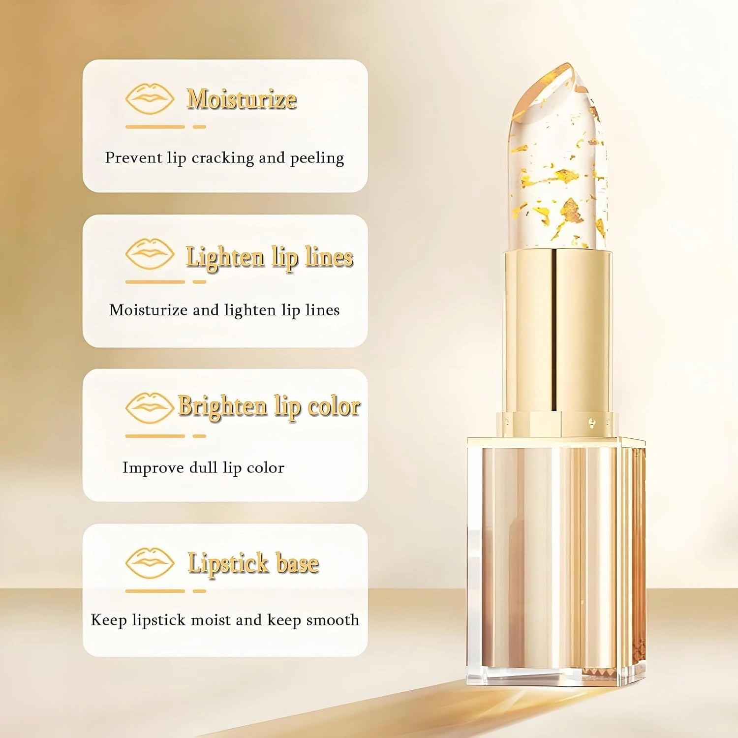 Imaginaryl Lipstick, Transferproof Color Changing Lipsticks, Gold Foil Moisturizing Glossy Shine Lip Gloss, Warm Change Color Change Lip Stick, Lipstick for Women(A-1PC)