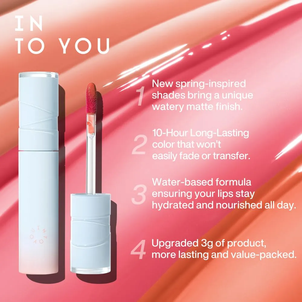 INTO YOU Lipstick Watery Lip Matt Finish Hydrating Long-lasting Smudge-proof Lip Stain Makeup High Pigment Lightweight Non Sticky Lip Gloss for Girls and Women, 0.1 oz (3g) in W13 Frozen Orange Lychee