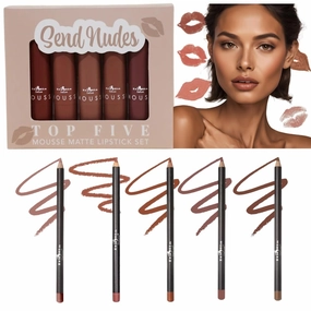 Italia Deluxe Exclusive Edition Top Five Lip Kit with Mousse Matte Lipsticks and Ultrafine Lipliners, Creamy, Highly Pigmented, Long Lasting Lip Makeup Combo