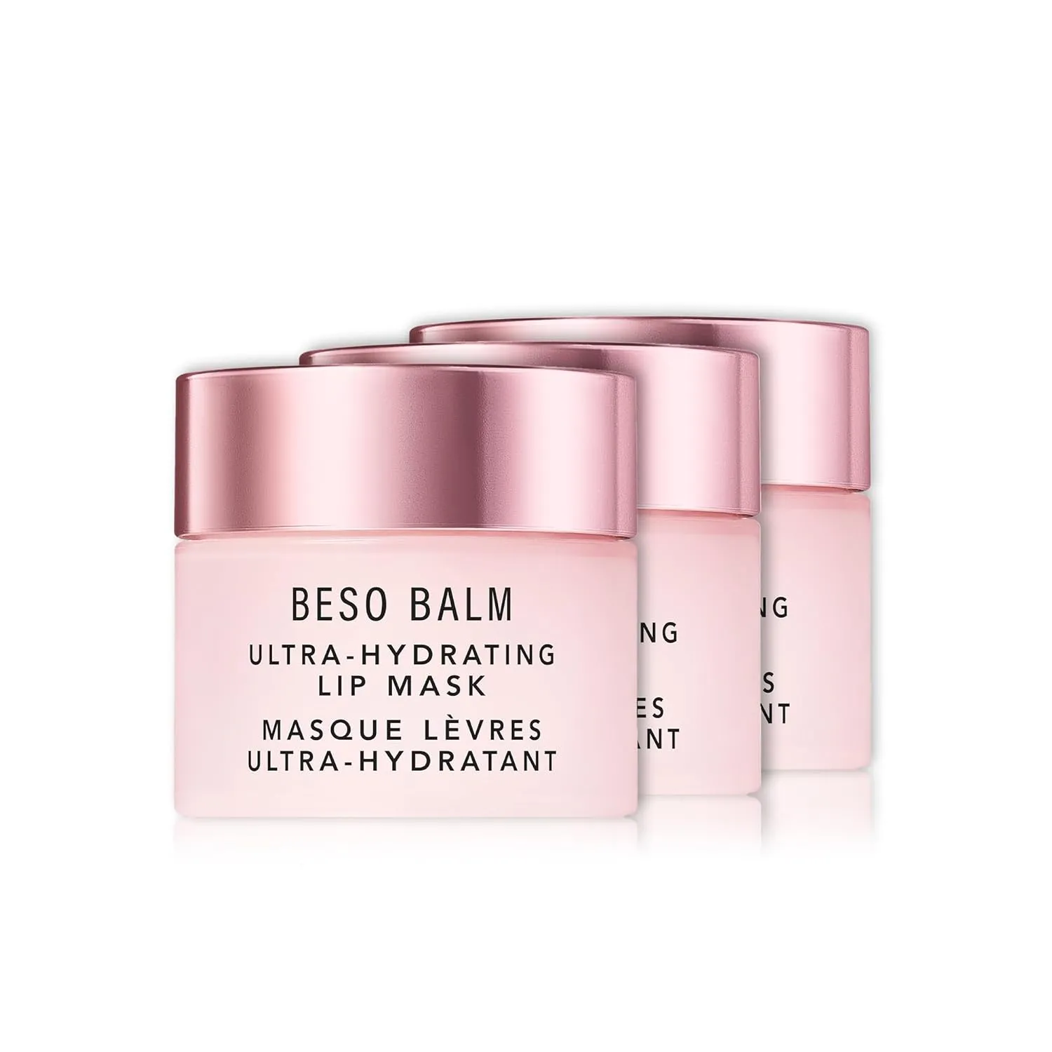 JLO BEAUTY Beso Balm Lip Mask | Ultra-Hydrating Glossy Finish, Visibly Plumps & Softens, Day & Overnight Lip Care Treatment, Vanilla Scented | 3 Pack