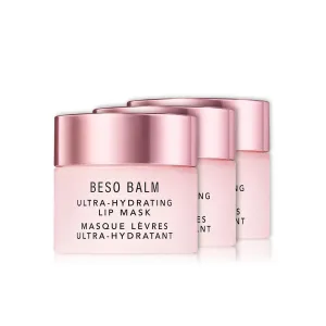 JLO BEAUTY Beso Balm Lip Mask | Ultra-Hydrating Glossy Finish, Visibly Plumps & Softens, Day & Overnight Lip Care Treatment, Vanilla Scented | 3 Pack