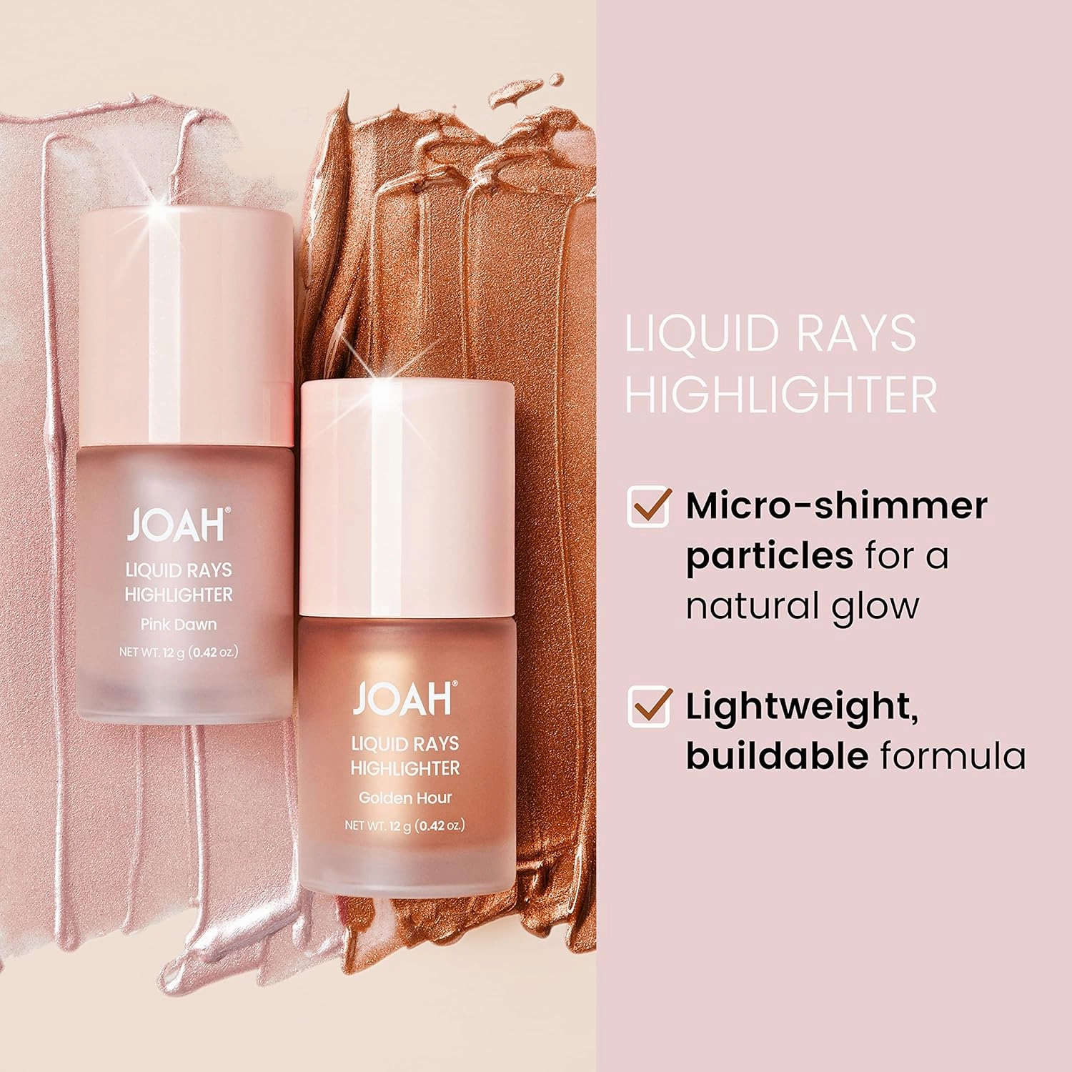 JOAH Liquid Rays Highlighter, Highlight Stick for Face Contour & Shimmer, Glow Illuminator, Korean Makeup, Buildable, Long Lasting, Cruelty Free Formula, Easy Applicator, Golden Hour