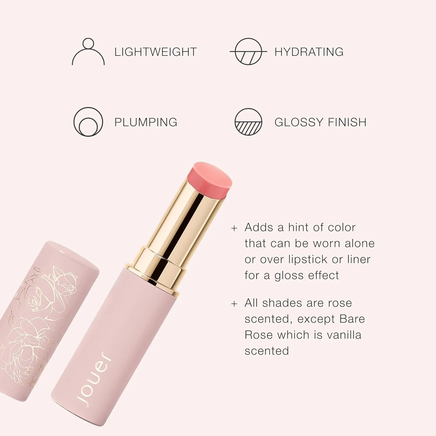 Jouer Essential Lip Enhancer Shine Balm - Enhancing Tinted Lip Balm - Moisturize, Plump, & Nourishing Lip Care - Jojoba Seed Oil and Maxi Lip Formula for Moisturizing and Fullness, Monarch