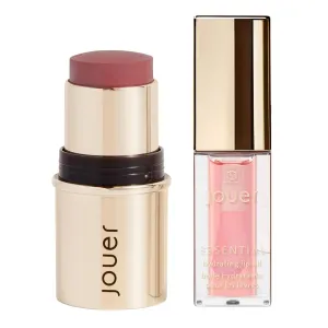 Jouer Promise Me Blush & Bloom Cheek   Lipstick and Lip Oil Bundle