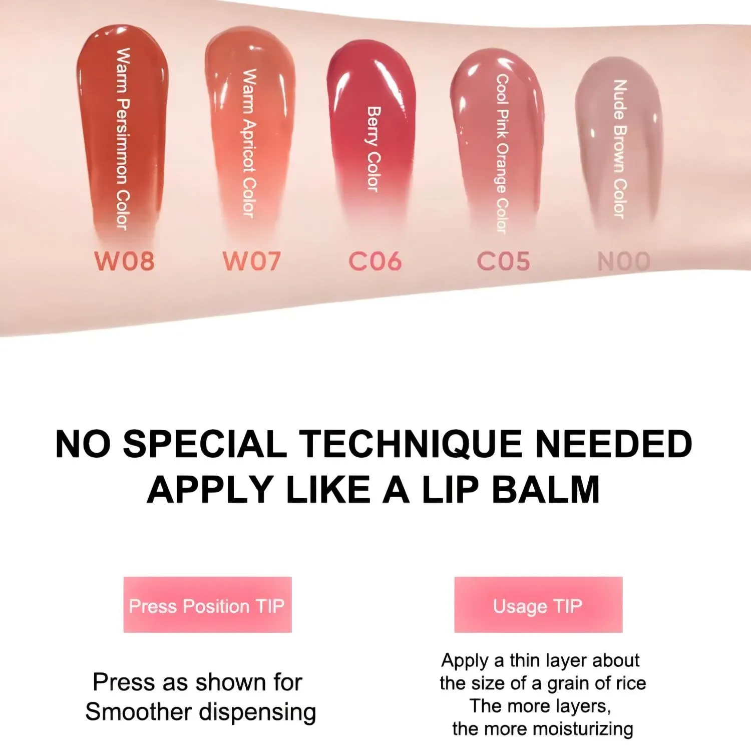 Judy-Dolll Sweety Lip Jelly Lip Glossr Clear,Hydrating Lip Gloss,Moisturizing Nonstick Tinted Gloss Lip Oil (N00 Nude Brown, 0.35 Fl Oz)