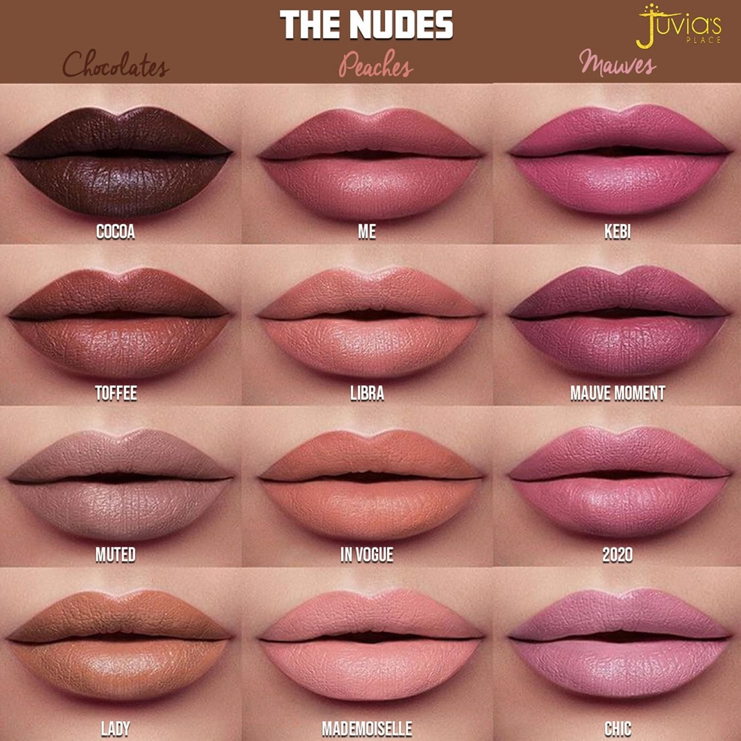 Juvia's Place The Nude Velvety Matte Lipstick Me - Nude, Long-lasting, Rich-Color Lip Makeup, Creamy Lipstick with Matte Finish, Beauty & Lip Products