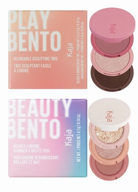 Kaja 3-in-1 Blendable Sculpting Trio - Play Bento 2.5 Dolce Cappuccino   Beauty Bento Collection - Bouncy Eyeshadow Trio 16 Peach Madeline Bundle