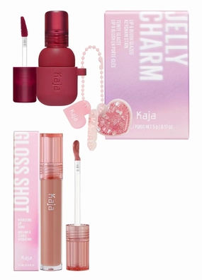 Kaja Lip & Blush Glazed Keychain Stain - Jelly Charm 02 Squeeze Guava   Gloss - Gloss Shot 03 Honey Drizzle, 0.14 Fl Oz Bundle