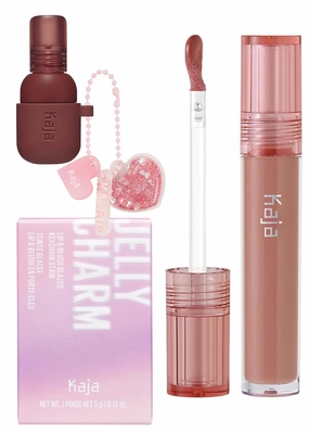 Kaja Lip & Blush Glazed Keychain Stain - Jelly Charm 06 Mocha Glaze   Lip Gloss - Gloss Shot 03 Honey Drizzle, 0.14 Fl Oz Bundle