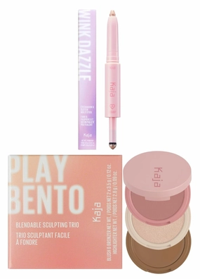 Kaja Wink Dazzle 02 Champagne Sequin   3-in-1 Blendable Sculpting Trio - Play Bento 01 Butter Up Bundle