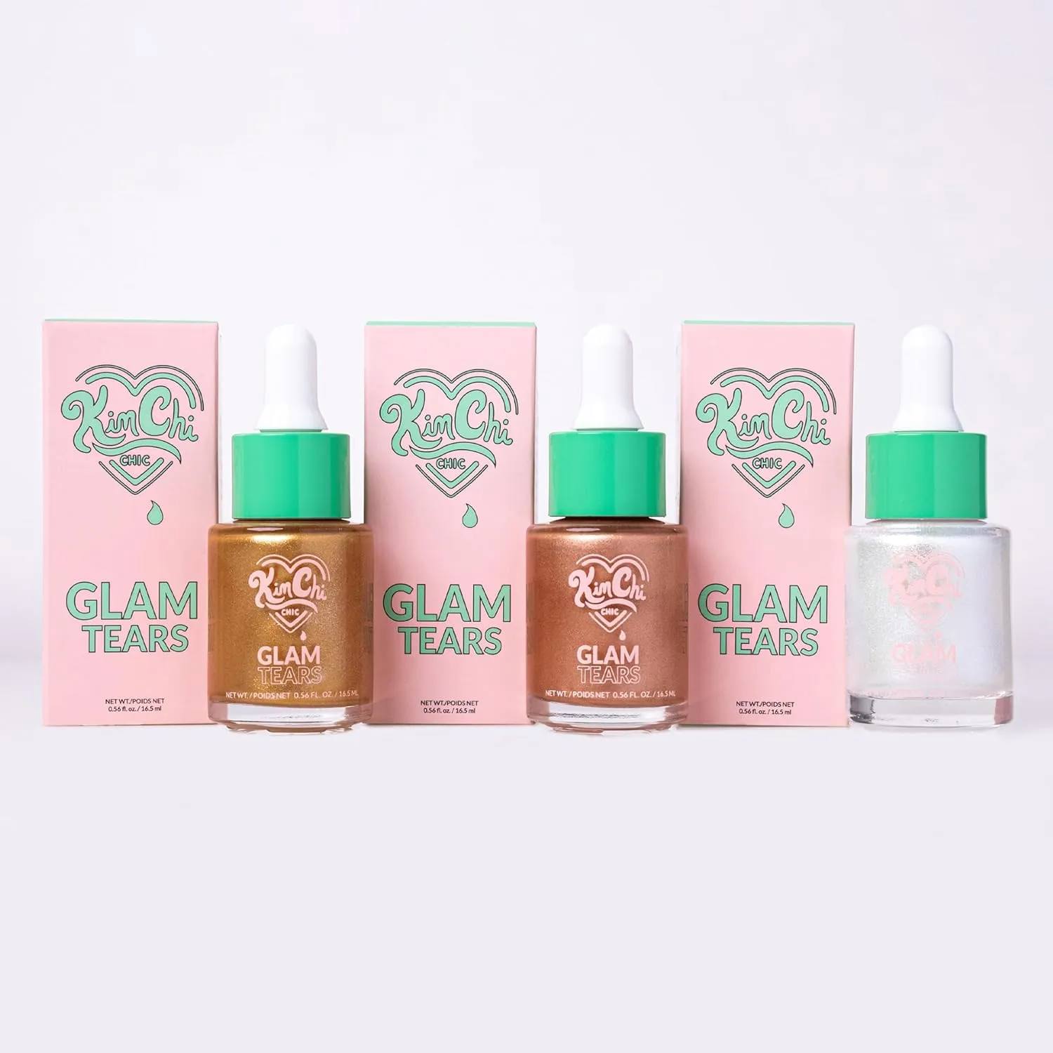 KimChi Chic Beauty Glam Tears Liquid Highlighter, Cheek Shimmer and Body Glitter, Sun-Kissed and Glowing Skin, Luminous Finish, Non-Vegan Makeup, Silk Highlighter, 0.56 fl oz