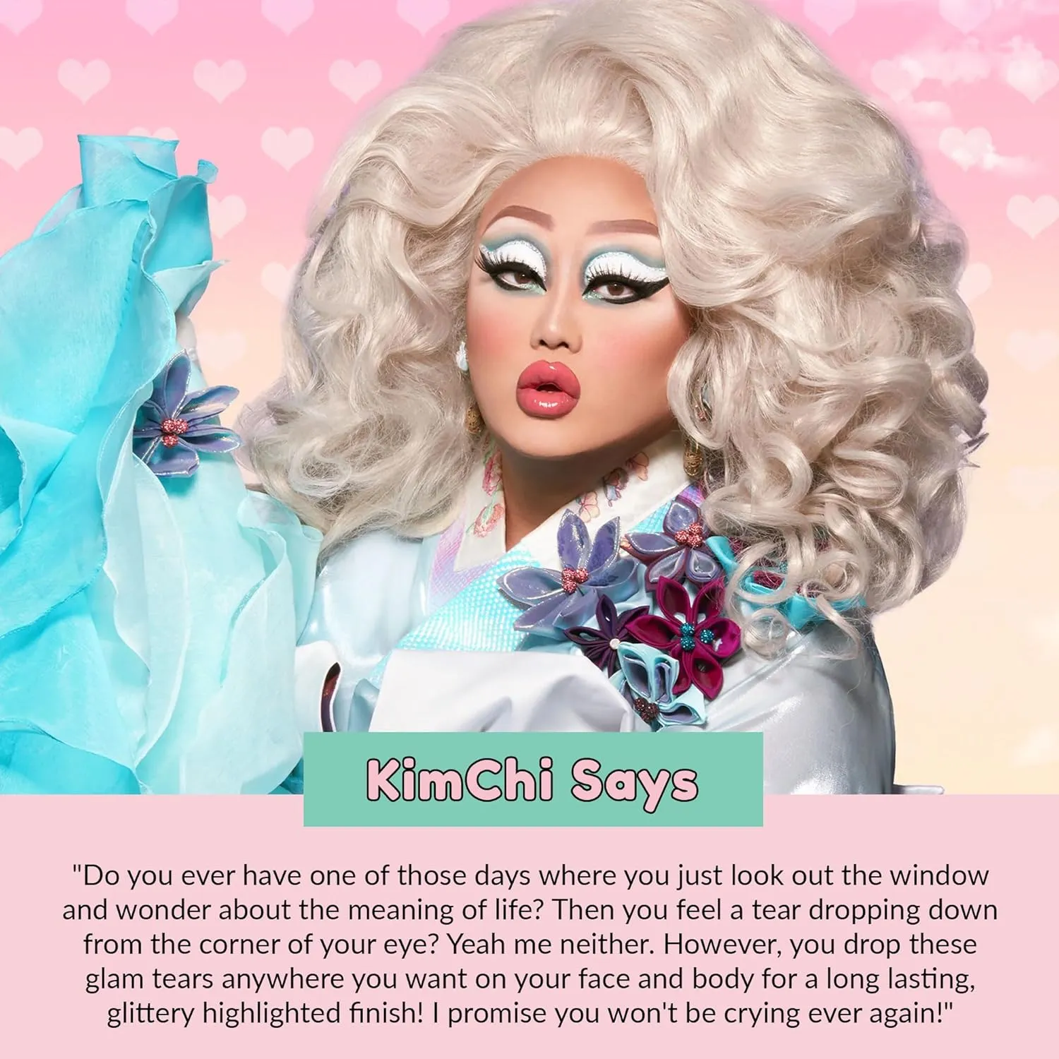 KimChi Chic Beauty Glam Tears Liquid Highlighter, Cheek Shimmer and Body Glitter, Sun-Kissed and Glowing Skin, Luminous Finish, Non-Vegan Makeup, Silk Highlighter, 0.56 fl oz