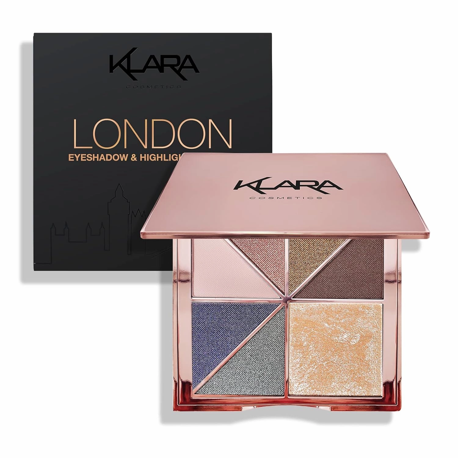 Klara Cosmetics Fashion Victim London Eyeshadow Highlight Palette Shimmer Matte Metallic Shine Waterproof 100% Colour Pigment