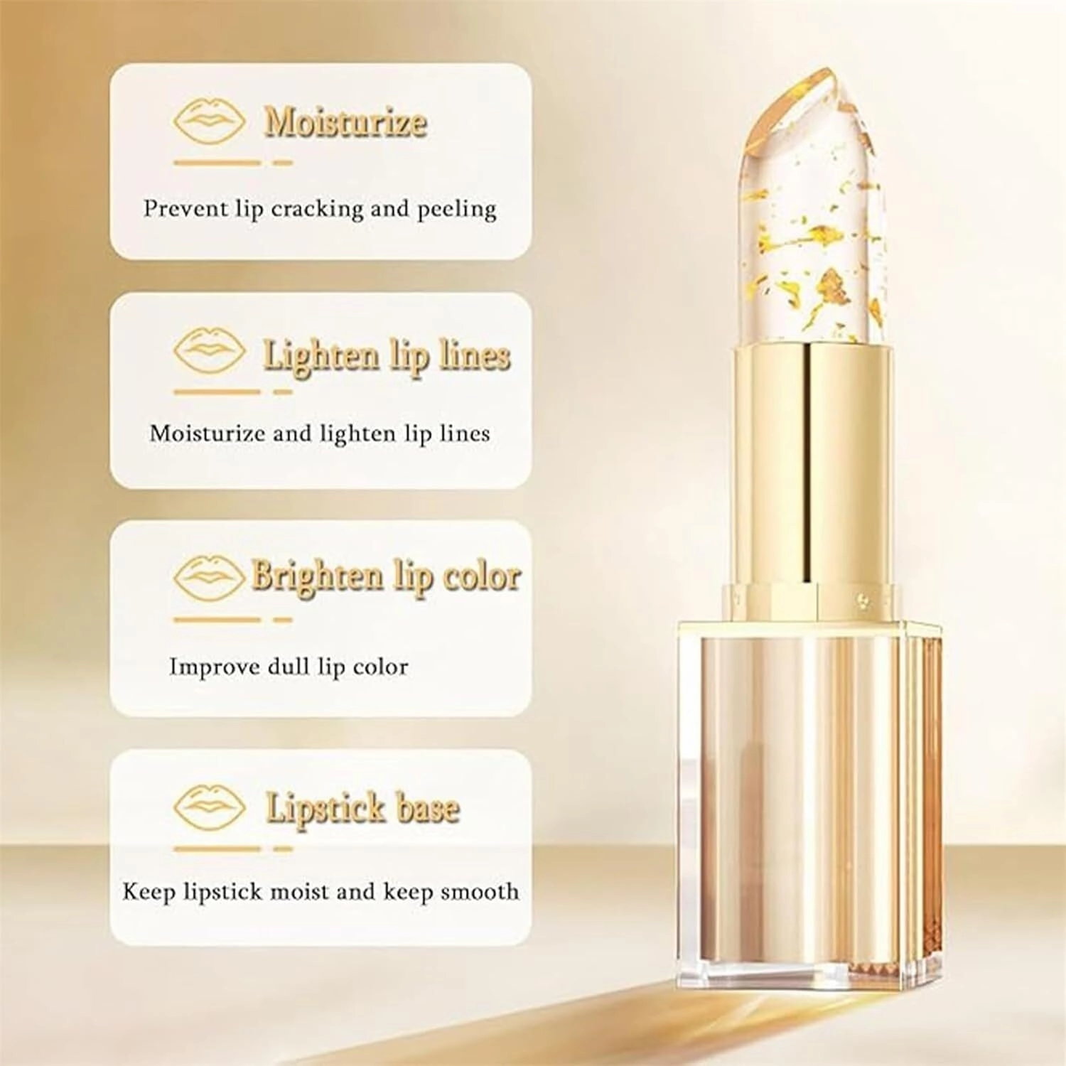 Labial Cambia De Color De, Color Changing Lipstick, Transparente Transferproof Gold Crystal Color Changing Lip Stick, Long Lasting 24 Hours Moisturizing Glossy Shine Lip Gloss(3Pcs)