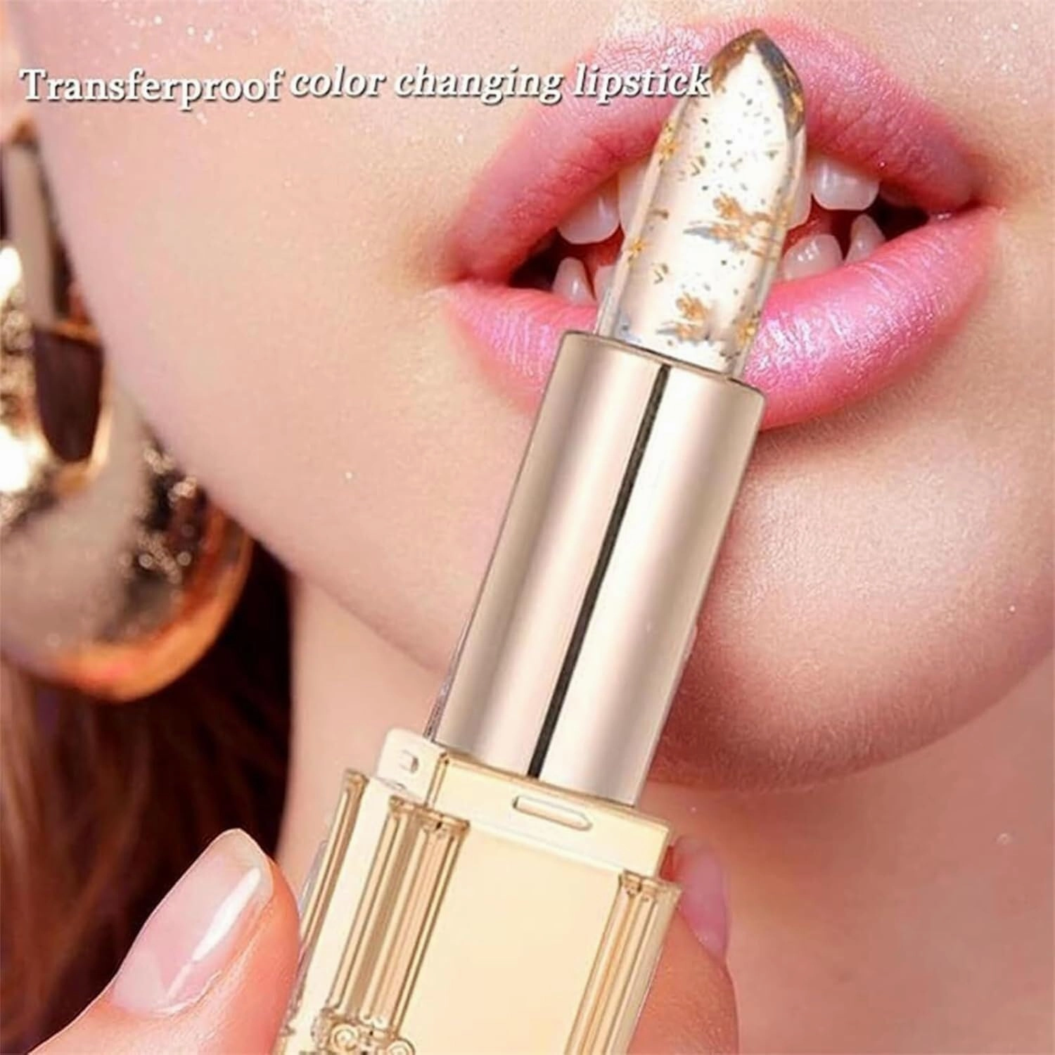 Labial Cambia De Color De, Color Changing Lipstick, Transparente Transferproof Gold Crystal Color Changing Lip Stick, Long Lasting 24 Hours Moisturizing Glossy Shine Lip Gloss(3Pcs)