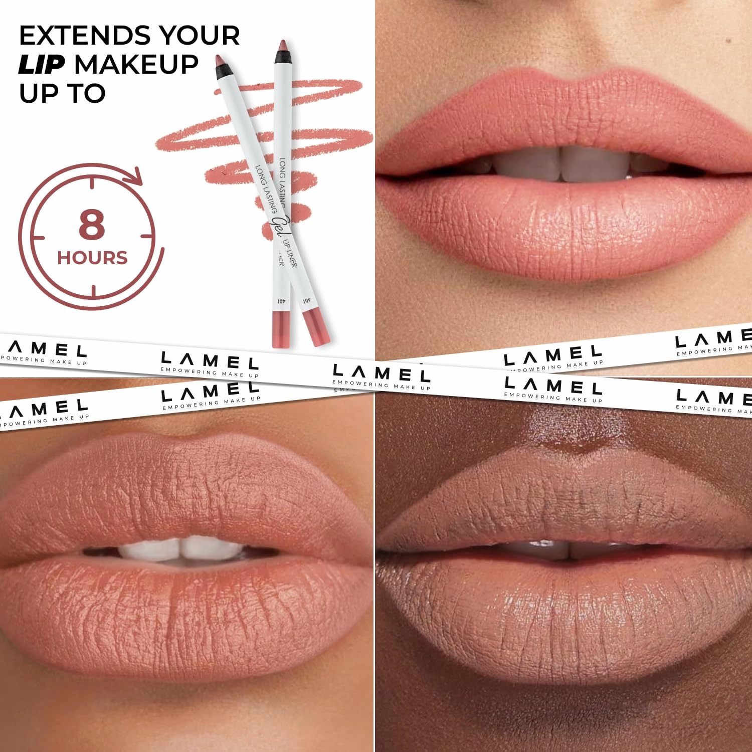 Lamel Matte Gel Lip Liner Pencil | Weightless & CreamyTexture - Sharpenable - Longwear & Waterproof - High Pigmented & Flawless Finish - Cruelty-free & Paraben-Free, 401, 1,7g/0.05oz. (Coral)