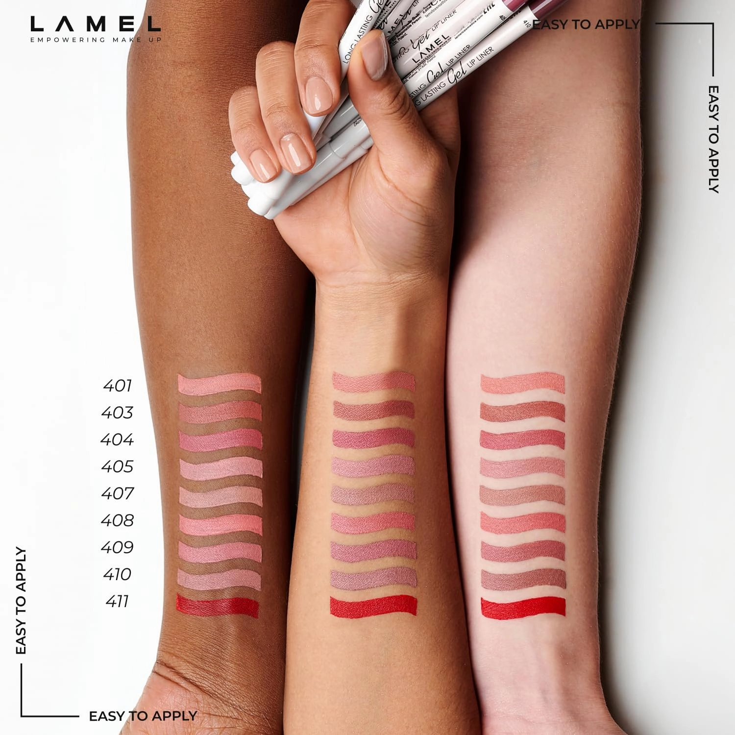 Lamel Matte Gel Lip Liner Pencil | Weightless & CreamyTexture - Sharpenable - Longwear & Waterproof - High Pigmented & Flawless Finish - Cruelty-free & Paraben-Free, 401, 1,7g/0.05oz. (Coral)