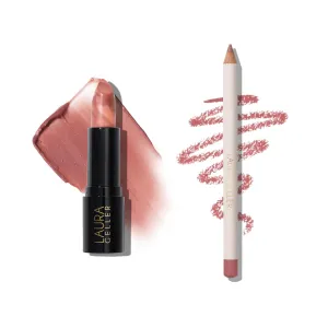 LAURA GELLER Marble-ous Lip Duo | Italian Marble Sheer Lipstick, Al Fresco   Marble Lips Multidimensional Liner, Poetic Pink