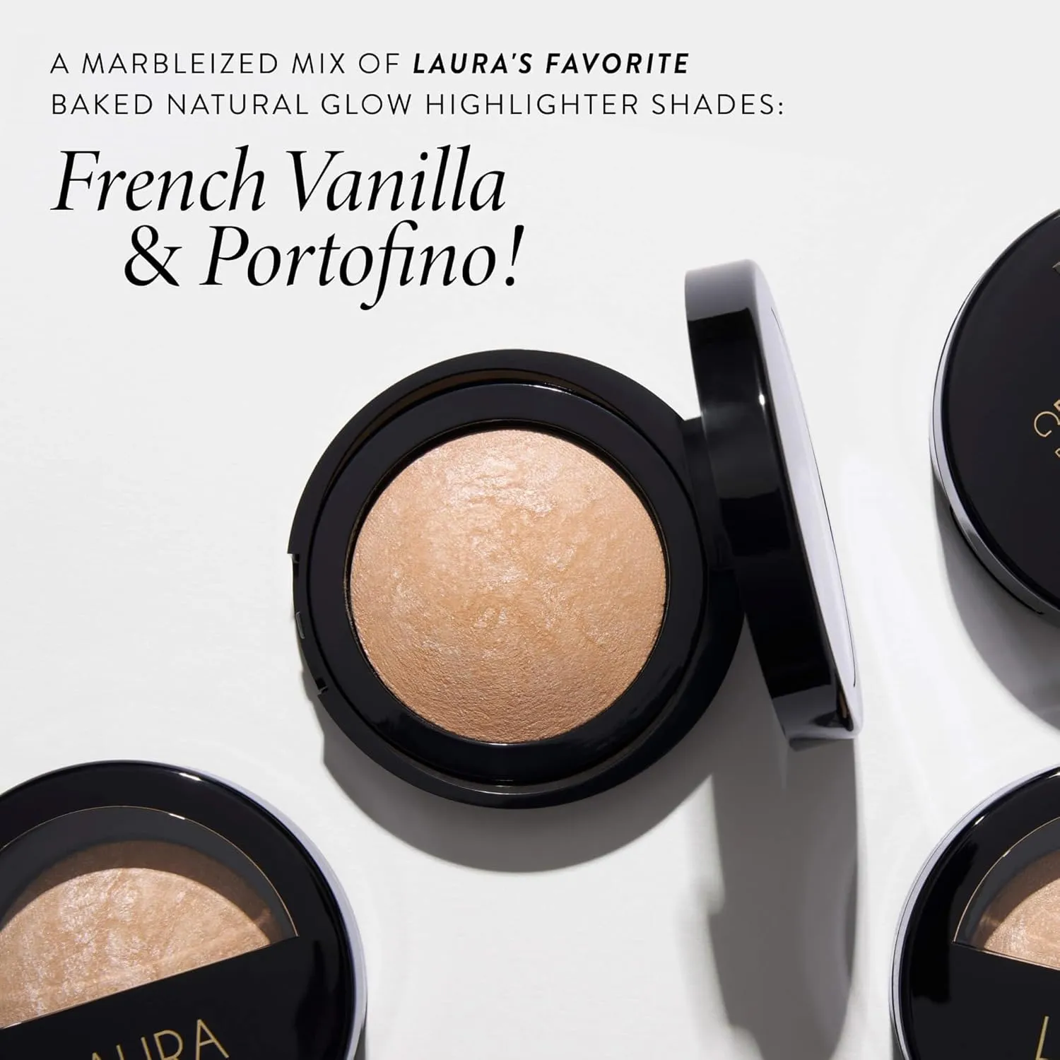 LAURA GELLER NEW YORK Baked Marbleized Highlighter, Prosecco - Radiance Enhancing Makeup - Powder Highlighter Face Makeup