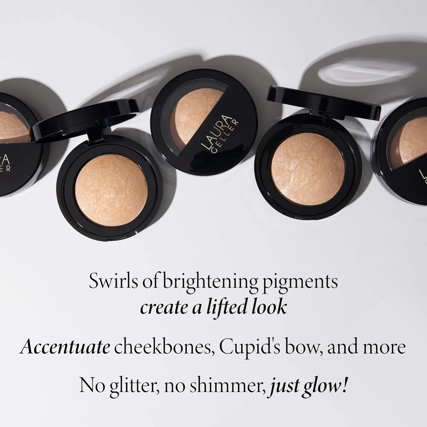 LAURA GELLER NEW YORK Baked Marbleized Highlighter, Prosecco - Radiance Enhancing Makeup - Powder Highlighter Face Makeup