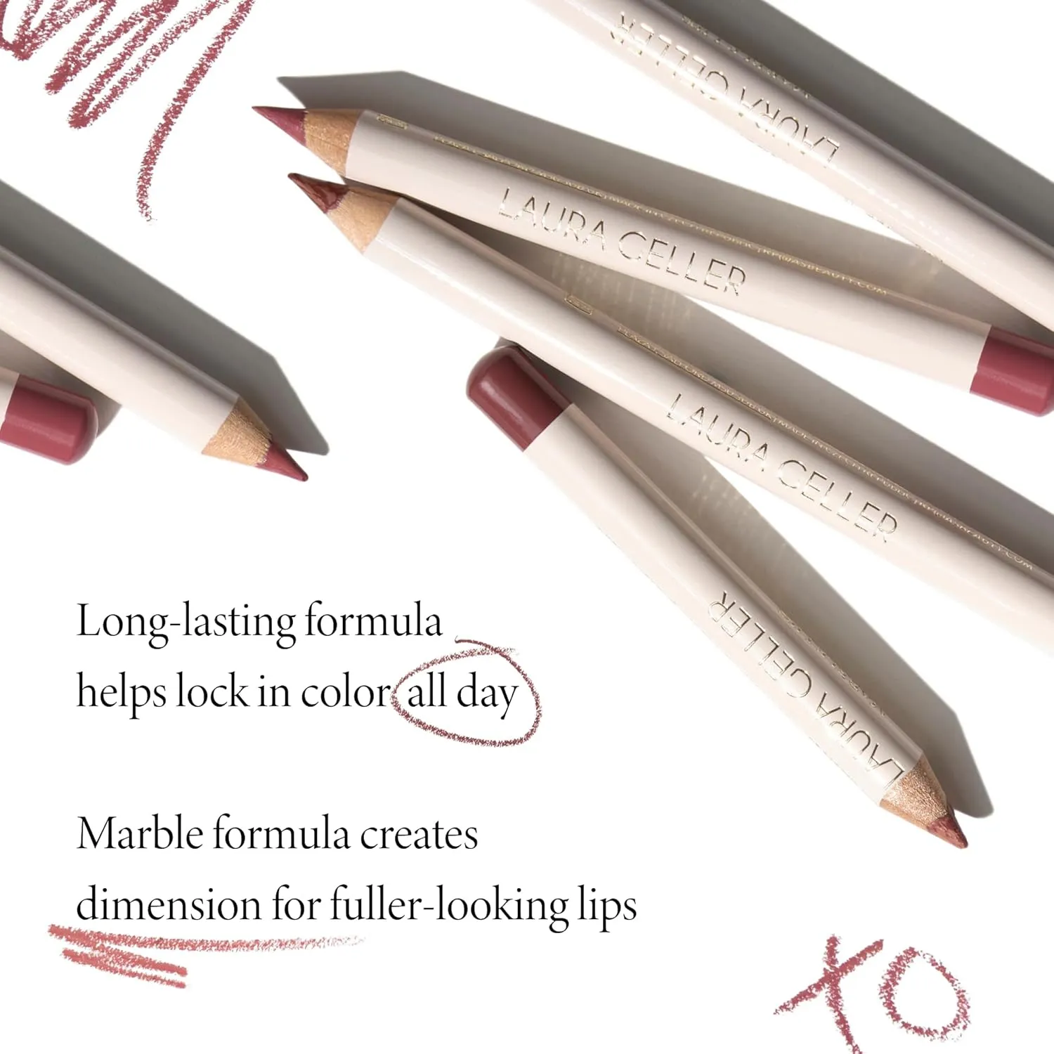 LAURA GELLER NEW YORK Marble Lips Multidimensional Liner, Nouveau Neutral - Marbleized Smooth Glide Sharpenable Lip Liner for Fuller Lips