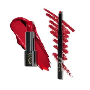 LAURA GELLER NEW YORK Modern Classic Duo - Red Radiance Lipstick   Ritzy Red Lip Liner - Ultra-Rich Color - Luxurious and Lightweight - Cream Finish