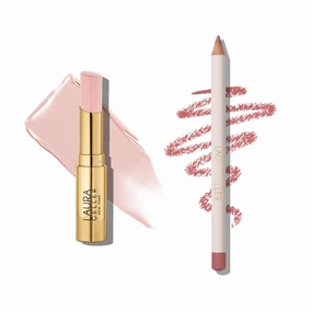 LAURA GELLER Lip Color & Liner Lip Kit | Jelly Balm Hydrating Tinted Lip Balm, Sheerly Amazing   Marble Lips Multidimensional Liner, Poetic Pink