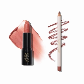 LAURA GELLER Marble-ous Lip Duo | Italian Marble Sheer Lipstick, Dolce   Marble Lips Multidimensional Liner, Tranquil Terracotta