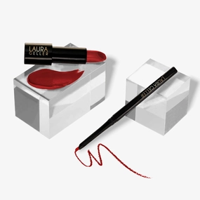 LAURA GELLER NEW YORK Modern Classic Duo - Red Radiance Lipstick   Ritzy Red Lip Liner - Ultra-Rich Color - Luxurious and Lightweight - Cream Finish