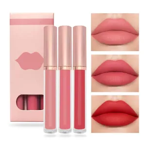 Leffis 3Pcs Lip gloss Collection Makeup Set, Shiny Smooth Soft Liquid Lip Glosses Lip Stain With Rich Varied Colors For Girls And Women Makeup