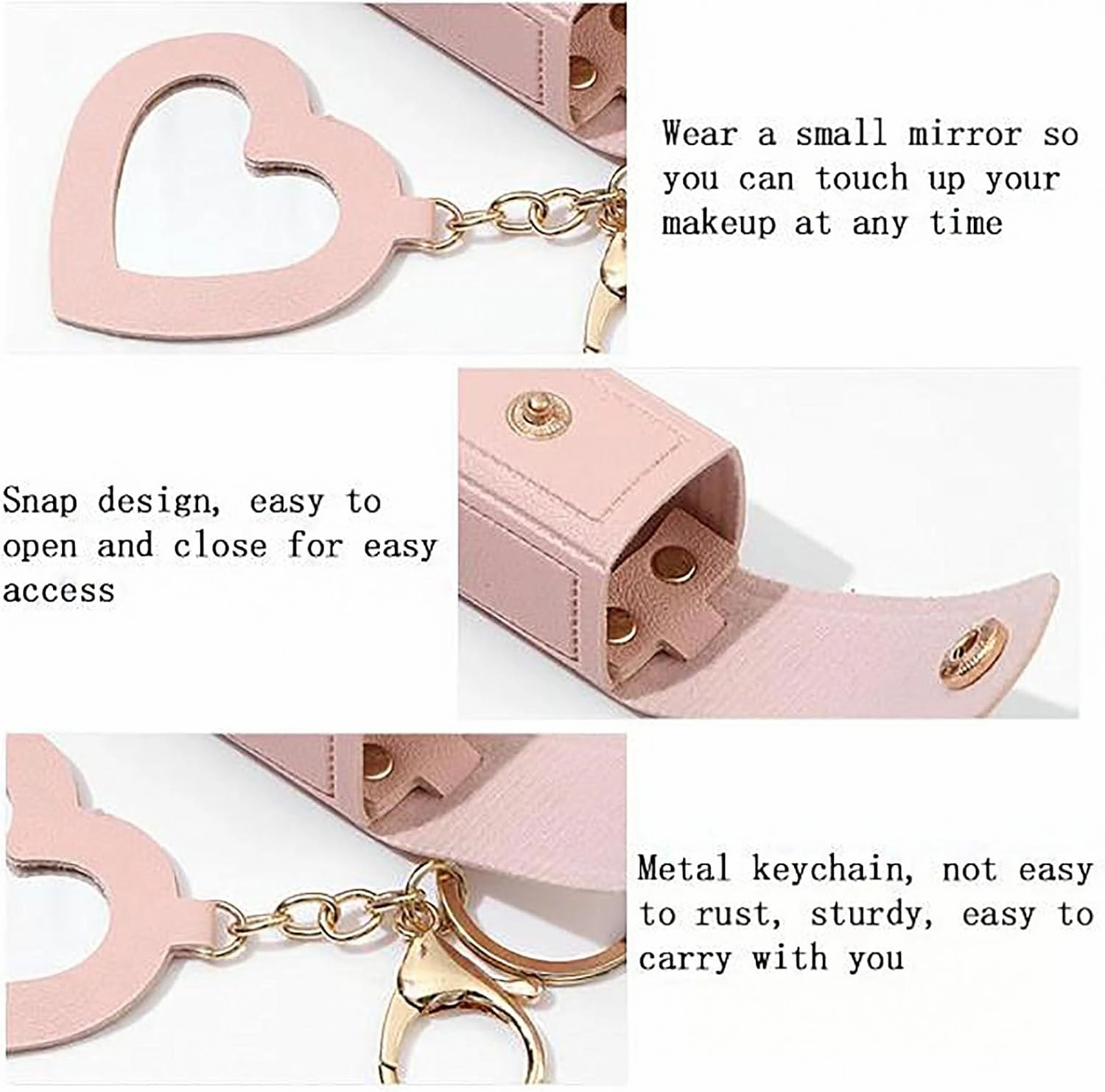 Lip Oil Keychain - Mirror & Oil 2-in-1, Lipstick Organizer Keychain, Mini Travel Lipstick Case with Mirror, PU Leather Portable lip balm Holder for Women & Girls, Lipgloss Makeup Storage Holder (G)