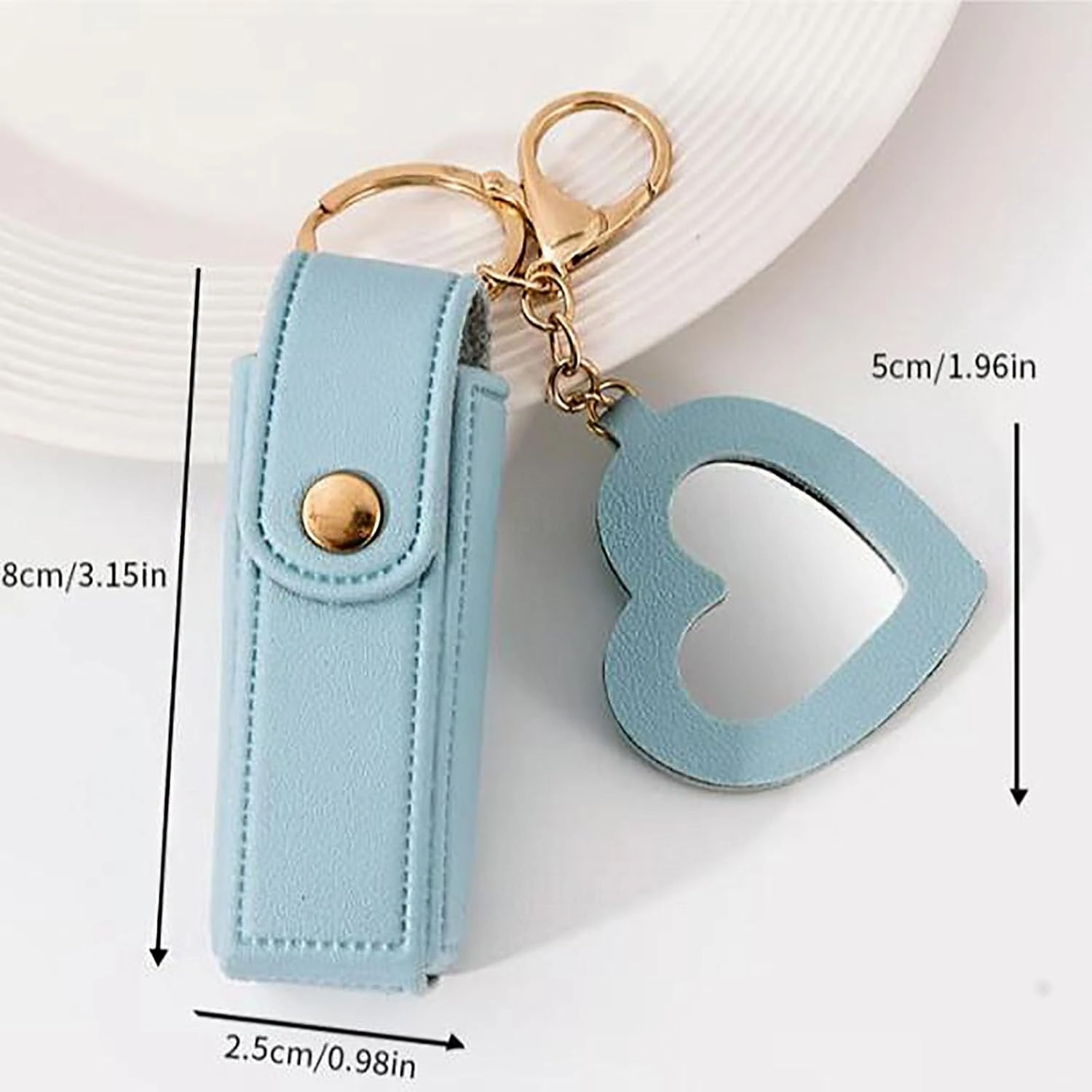 Lip Oil Keychain - Mirror & Oil 2-in-1, Lipstick Organizer Keychain, Mini Travel Lipstick Case with Mirror, PU Leather Portable lip balm Holder for Women & Girls, Lipgloss Makeup Storage Holder (G)