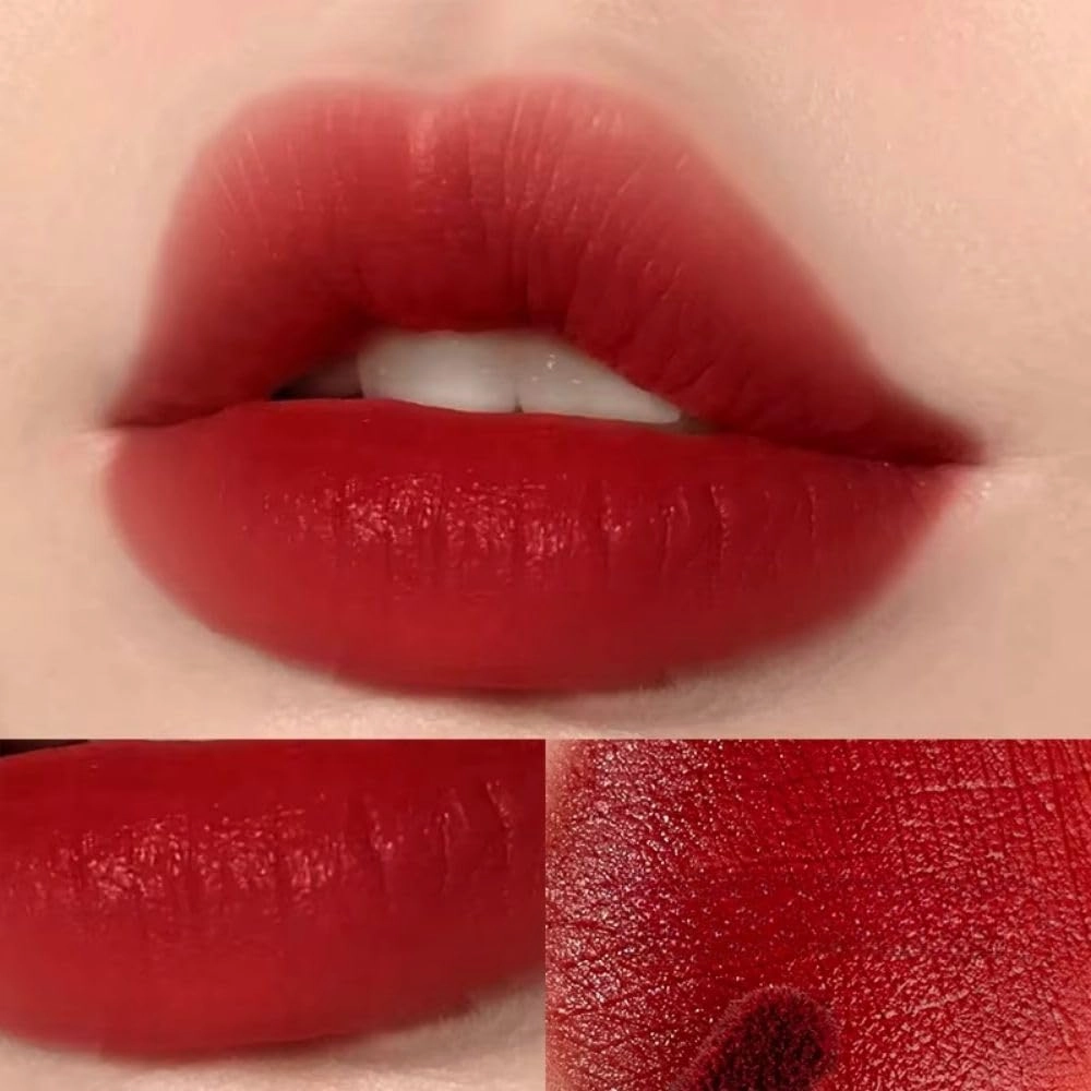 lipgloss Velvet Lip Glaze Vegan Silky Soft Plump Fruit Matte Lip Gloss (deep red bean paste, M)