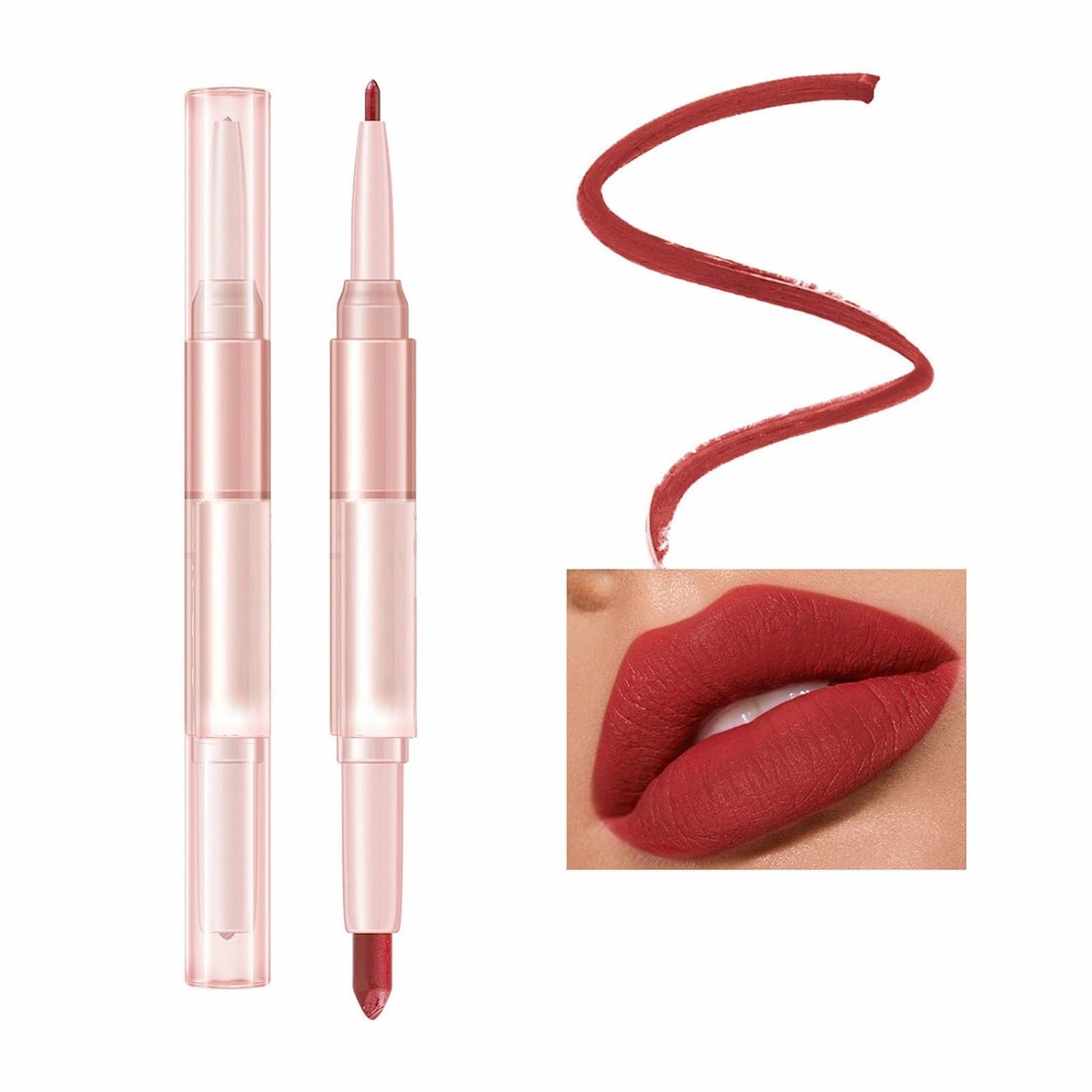 Lipstick For Women Makeup Setting Liquid Lip Multi Color Mouth Red Lipstick Non Fading Double Head Lipstick Lipliner For Girl Or Women Hot Pink