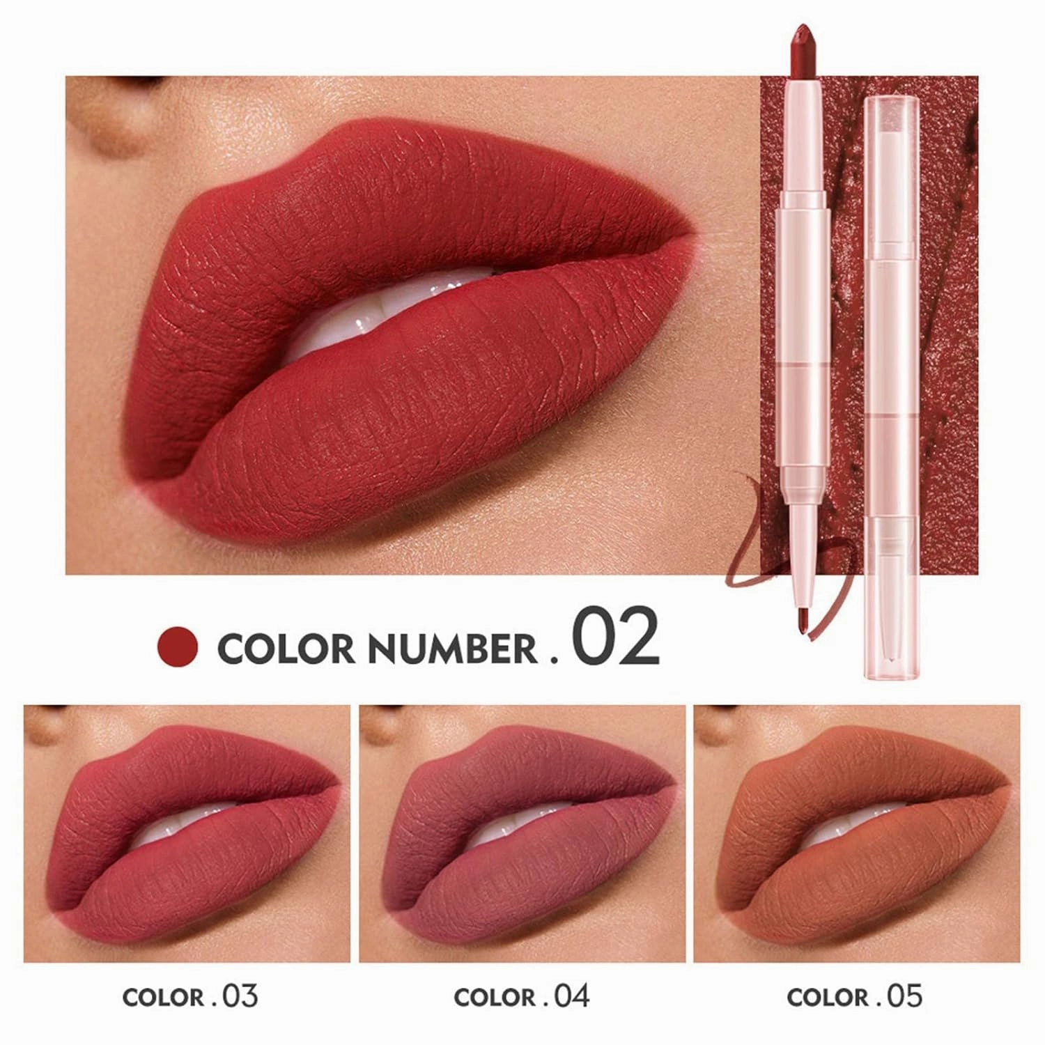 Lipstick For Women Makeup Setting Liquid Lip Multi Color Mouth Red Lipstick Non Fading Double Head Lipstick Lipliner For Girl Or Women Hot Pink