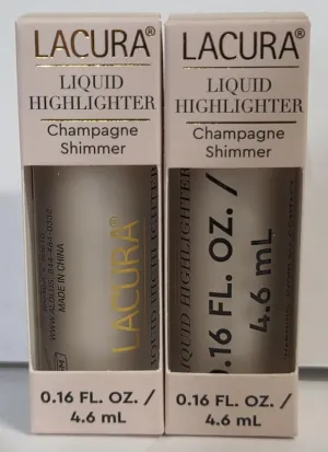 Liquid Highlighter Champagne Shimmer Lacura 0.16fl oz 4.6ml (Two Bottles)