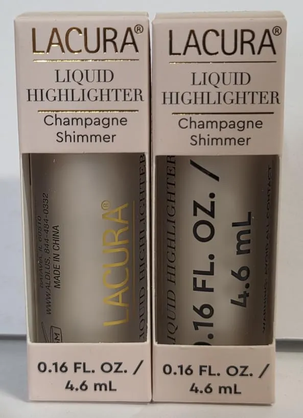 Liquid Highlighter Champagne Shimmer Lacura 0.16fl oz 4.6ml (Two Bottles)