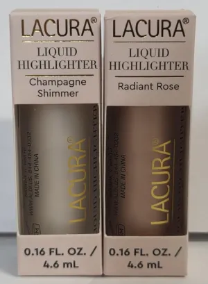 Liquid Lacura Highlighter Champagne Shimmer & Radiant Rose 0.16fl oz 4.6ml (Two Bottles)